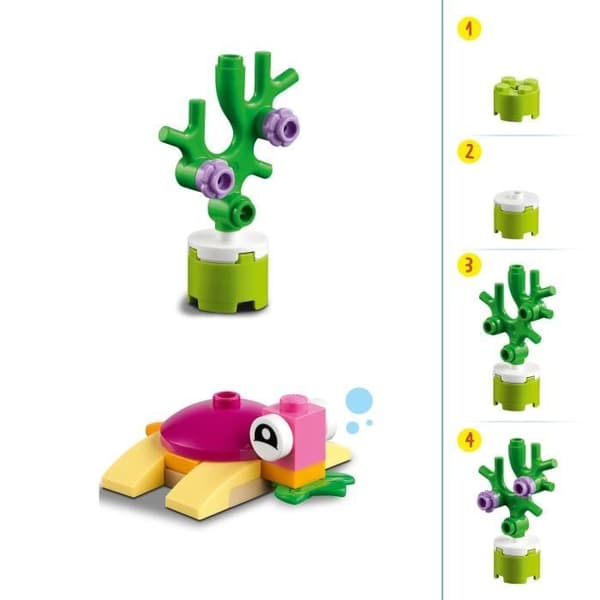 LEGO® 11018 klassiska kreativa spel i havet, låda med klossar, 6 miniatyrmodeller av båt, ubåt, val