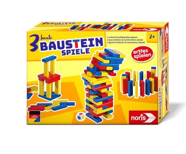 Noris - 606012165 - Premier Spel 3 Färgglada Byggblock, från 3 År