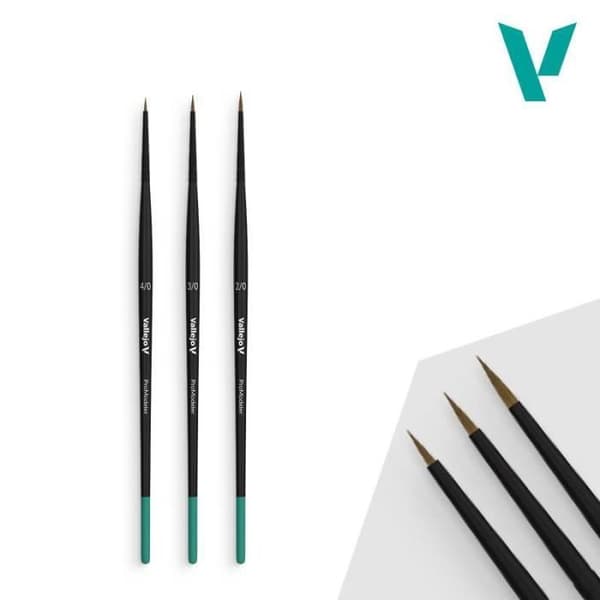 Set med penslar - VALLEJO - Pro Modeler - 3 penslar - Syntetiska hår - Precision
