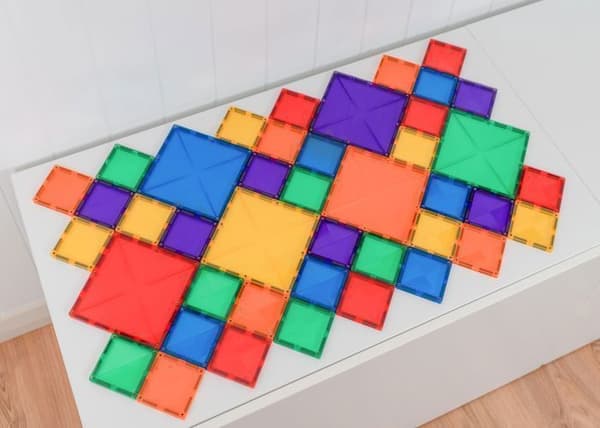 CONNETIX Byggplattor Magnetiska Regnbåge Fyrkantspaket, 42 Delar