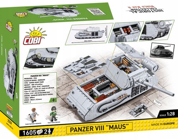 Militærblokke Cobi 2559 Panzer VIII Maus Big Tank 1605EL Polsk produkt