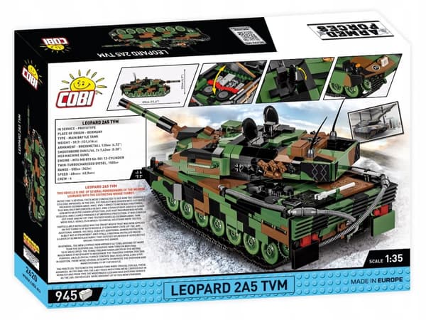Polska militärblock COBI 2620 German Tank LEOPARD 2A5 TVM Army