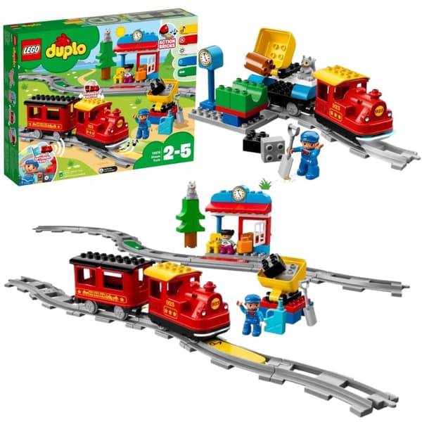 LEGO Duplo 10874 Juna Train Train Train telaketjut Light Sound Big Blocks