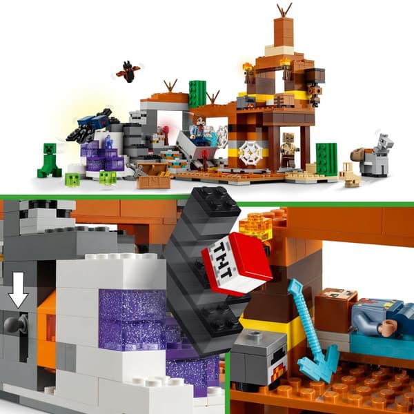 LEGO Minecraft 21263 Badlands Mine Creeper Spider Slimes TNT Explosion