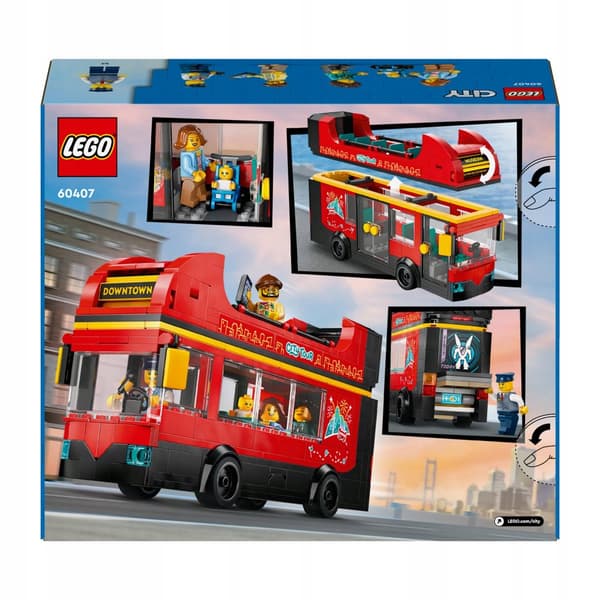 LEGO City 60407 Röd Buss Dubbeldäckare Buss 5 Figurer Avtagbart tak
