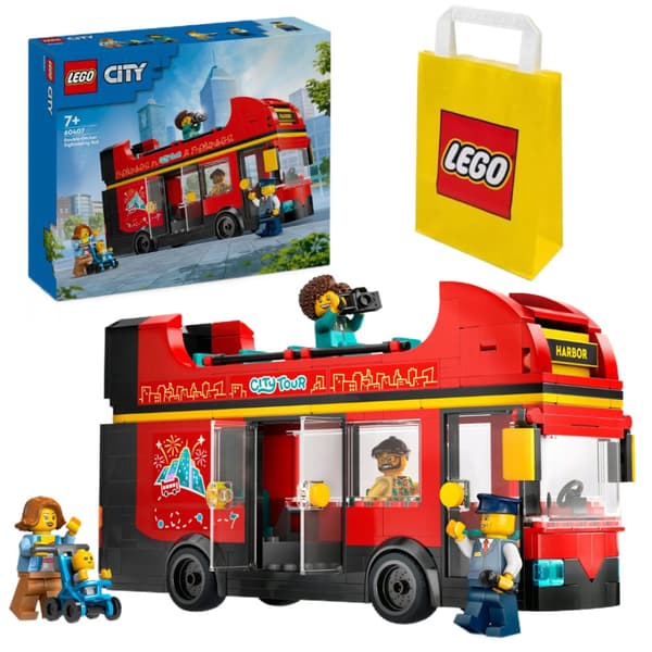 LEGO City 60407 Röd Buss Dubbeldäckare Buss 5 Figurer Avtagbart tak
