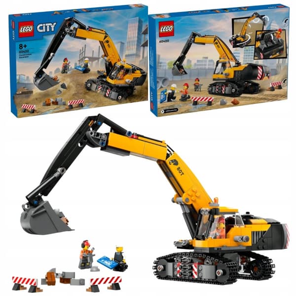 Lego City 60420 gul gravemaskine byggekøretøj med roterende kabine 3 figurer