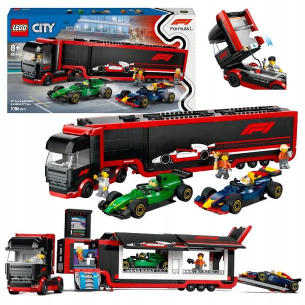 LEGO City 60445 City 60445 F1 lastbil med F1 RB20 og AMR24 biler