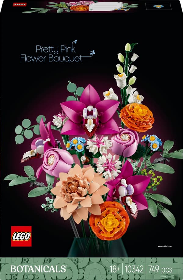 LEGO ICONS 10342 Vacker bukett med rosa blommor Blommor Nya botaniska