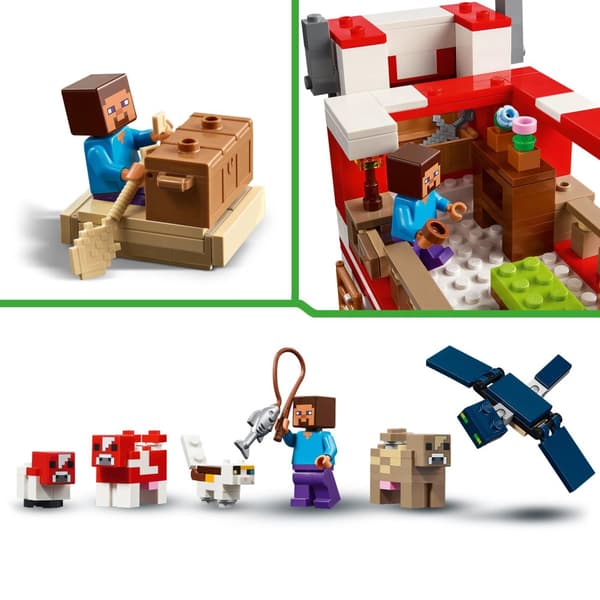 LEGO Minecraft 21270 Mushroom Cow House Island Farm Steve Phantom