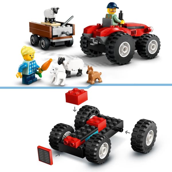 LEGO 60461 City - Punainen traktori perävaunulla ja lampaat Village Farmer -eläimillä