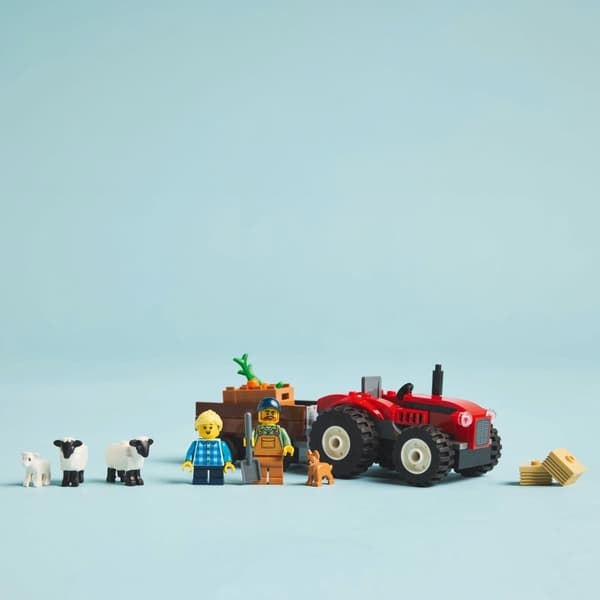 LEGO 60461 City - Punainen traktori perävaunulla ja lampaat Village Farmer -eläimillä