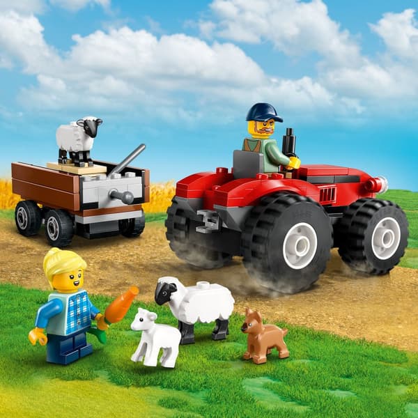 LEGO 60461 City - Punainen traktori perävaunulla ja lampaat Village Farmer -eläimillä