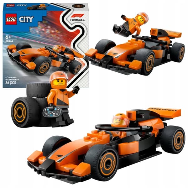 LEGO City 60442 F1 -kuljettaja ja McLaren Racer Formula 1 -kilpa-auto