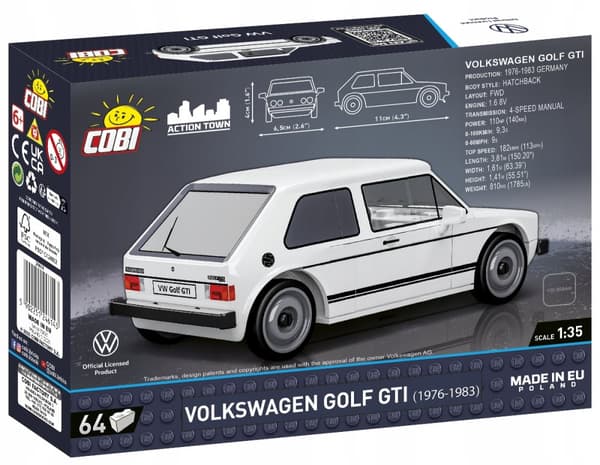COBI BLOCKS 24614 Volkswagen Golf GTI VIT (1976-1983) 1:35 64 El