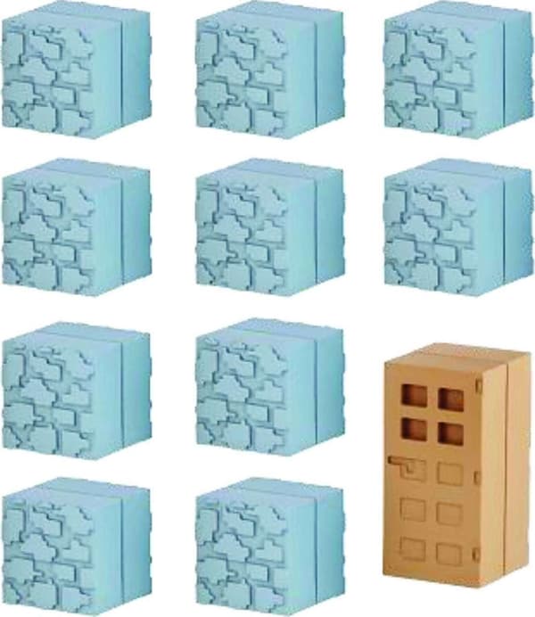 Minecraft Mine-Keshi Cobblestone & Wooden Door Block Set