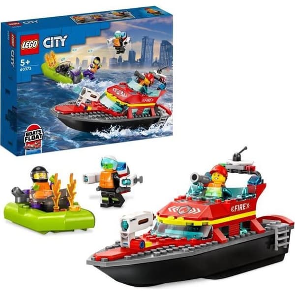 LEGO® City 60373 brandräddningsbåt, flytande leksak, jetpack och minifigurer