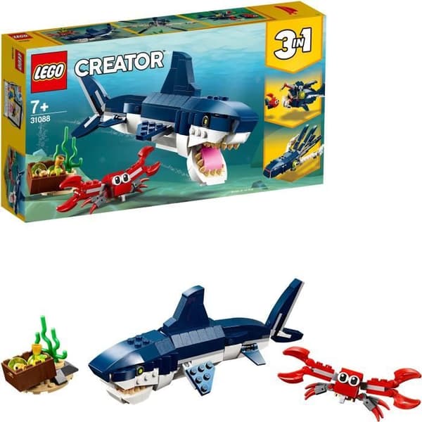 LEGO® Creator 3-i-1 31088 undervattensvarelser, marina djurfigurer, haj, krabba