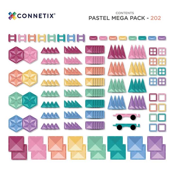 CONNETIX Byggplattor Magnetiska Pastell Mega Paket, 202 Delar