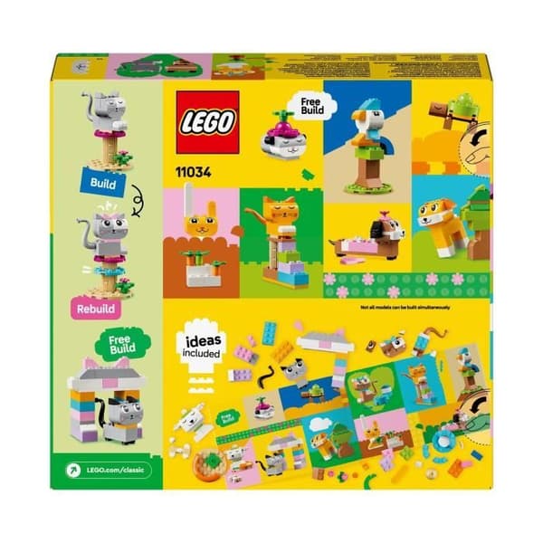 LEGO® 11034 klassiska kreativa husdjur, djurleksak, hund, katt, kanin, hamster och fågelmodell