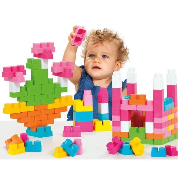 Byggleksak - MOLTO - Rosa blocklåda - 90 stycken - För baby