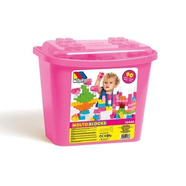 Byggleksak - MOLTO - Rosa blocklåda - 90 stycken - För baby