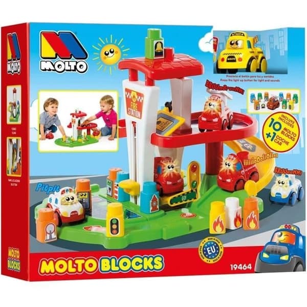 Brandstation - Molto - Block - Blandat - Röd - Barn - Att montera själv - 10 blockbitar - 3 år