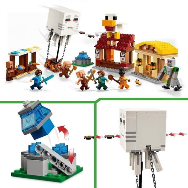 LEGO Minecraft 21273 Ghasts Attack the Village - Spel för pojkar från 10 år och uppåt