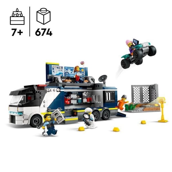 LEGO® 60418 City Det mobila kriminaltekniska laboratoriet, fyrleksak, present till barn från 7 år och uppåt, och minifigurer