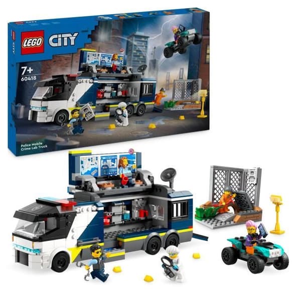 LEGO® 60418 City Det mobila kriminaltekniska laboratoriet, fyrleksak, present till barn från 7 år och uppåt, och minifigurer