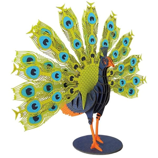 Pappers 3D-modell - Fridolin - Påfågel - 14x12,5x12,5 cm - Från 8 år - Blandat