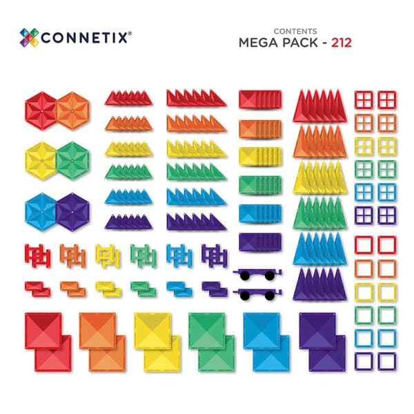 CONNETIX Byggplattor Magnetiska Regnbåge Mega Pack, 212 Delar