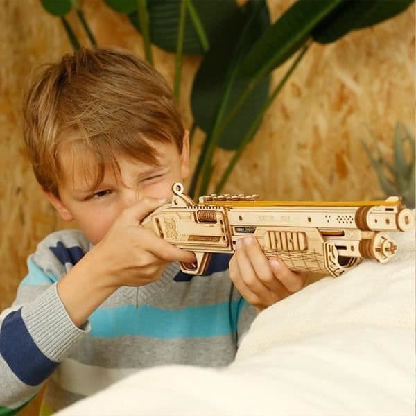 ROKR Träleksakspistol DIY 3D-pussel Shotgun Model Building Kits Present för barn