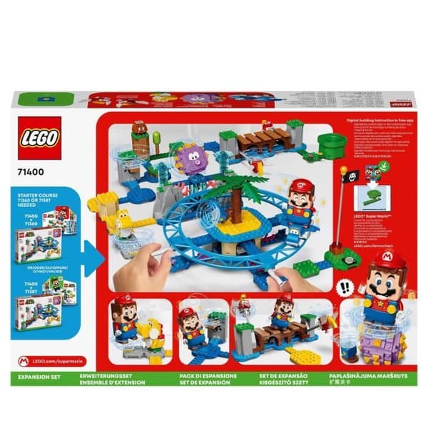LEGO® 71400 Super Mario Maxi-Urchin Beach Expansion Set, med Yoshi och delfiner minifigurer, leksaksbarn +7 år