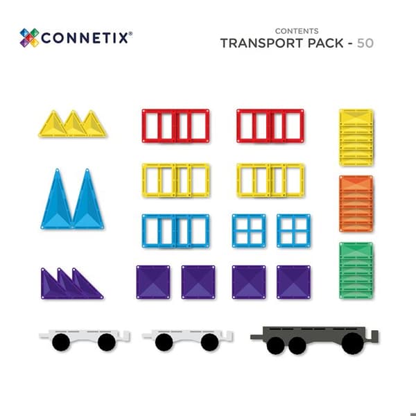 CONNETIX Byggsatser Magnetiska Plattor Regnbåge Transportpack, 50 Bitar