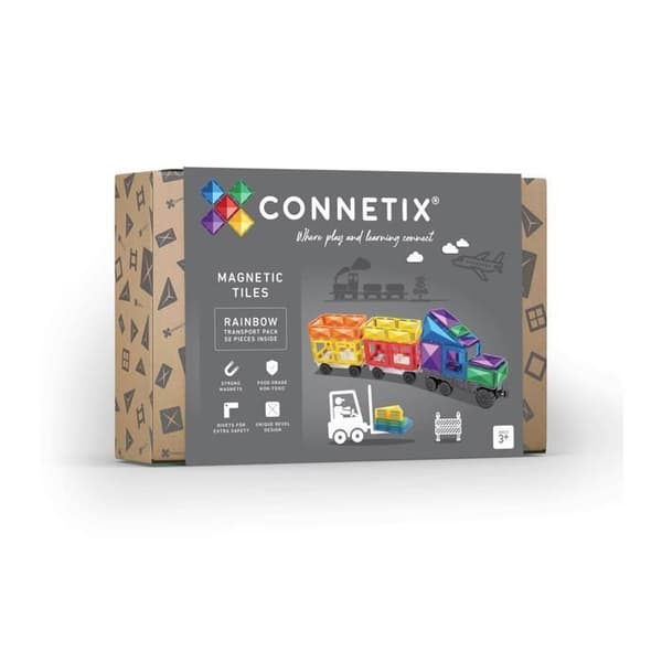 CONNETIX Byggsatser Magnetiska Plattor Regnbåge Transportpack, 50 Bitar