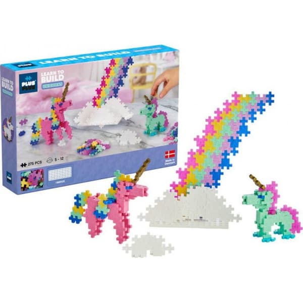 Discovery kit 275 bitar Mini enhörningstema + 1 byggbas + häfte - Plus Plus