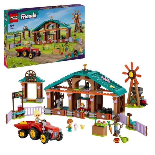 LEGO® 42617 Friends Farm Animal Shelter, Farm Leksak med 3 minifigurer och 5 djur, plus en traktor