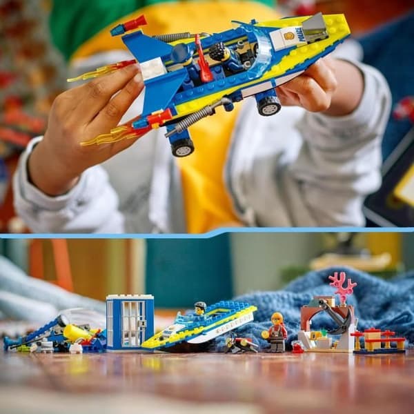 LEGO 60355 City Missions Polisdetektiver på vatten, leksaksbåt, fängelse och 4 minifigurer, barn 6 år gamla
