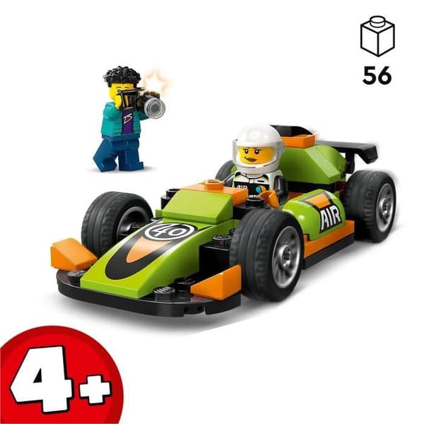 LEGO® 60399 City Den gröna racerbilen, leksak för pojkar och flickor från 4 år och uppåt, med fotograf och förare