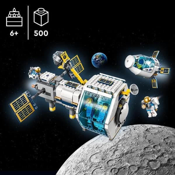 LEGO® 60349 City The Lunar Space Station, NASA-inspirerat rymdleksaksset, med astronauter, barn 6 år gamla