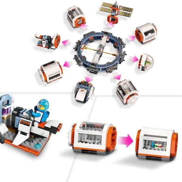 LEGO® 60433 City Modular Space Station, leksak med skyttel, rymdutforskning, med 6 minifigurer