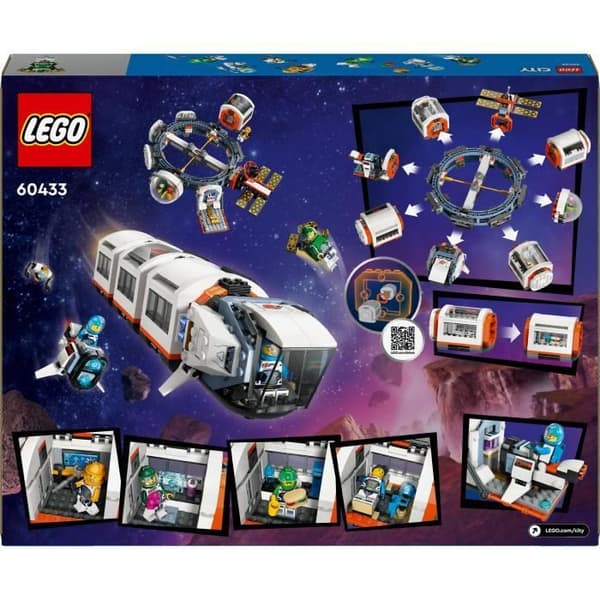 LEGO® 60433 City Modular Space Station, leksak med skyttel, rymdutforskning, med 6 minifigurer