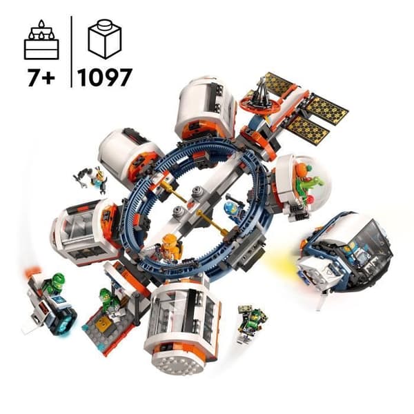 LEGO® 60433 City Modular Space Station, leksak med skyttel, rymdutforskning, med 6 minifigurer