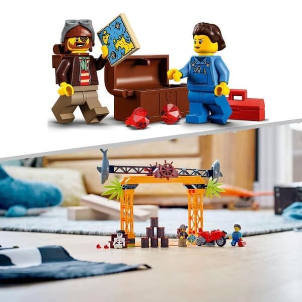 LEGO® 60342 City Stuntz Stuntutmaningen: Shark Attack, Motorcykel Stunt Äventyrsleksak för åldrarna 5 och uppåt, presentidé