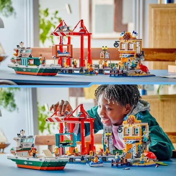 LEGO® City 60422 Hamnen och handelsfartyget, byggleksak för 8 år och uppåt