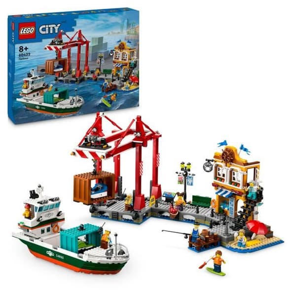 LEGO® City 60422 Hamnen och handelsfartyget, byggleksak för 8 år och uppåt