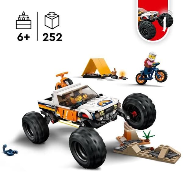 LEGO® City 60387 4x4 terrängäventyr, monstertruckleksak, campingspel