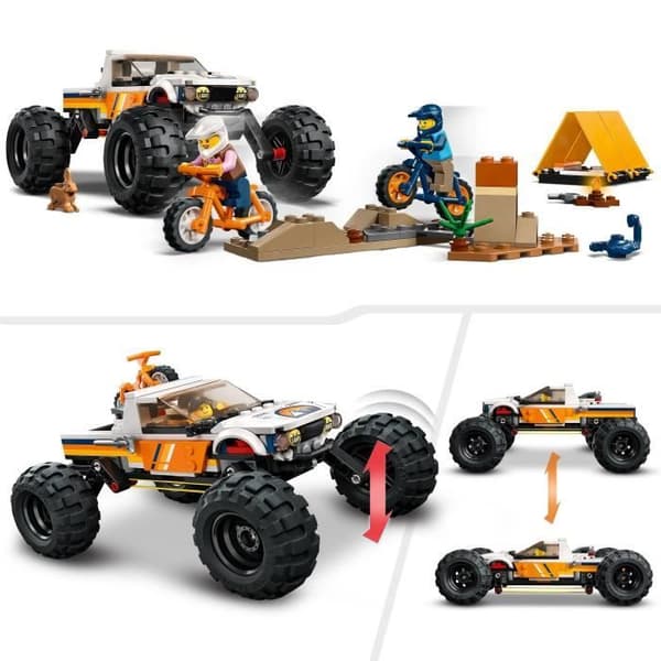 LEGO® City 60387 4x4 terrängäventyr, monstertruckleksak, campingspel