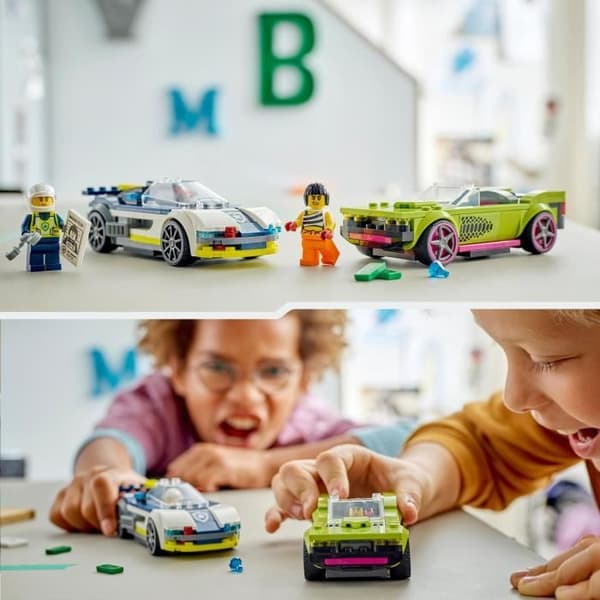 LEGO® 60415 City Jakten mellan polisbilen och superbilen, leksak med minifigurer, present till barn